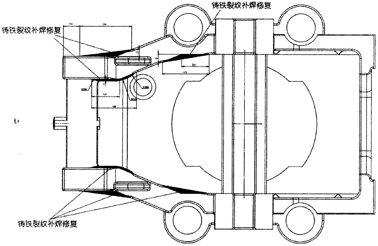 Repair technology for wind turbine cabin chassis crack repairing welding and strengthening