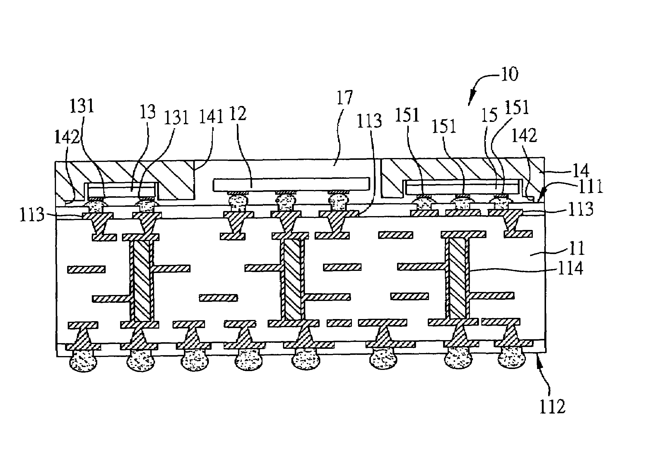 Heat sink structure with embedded electronic components for semiconductor package