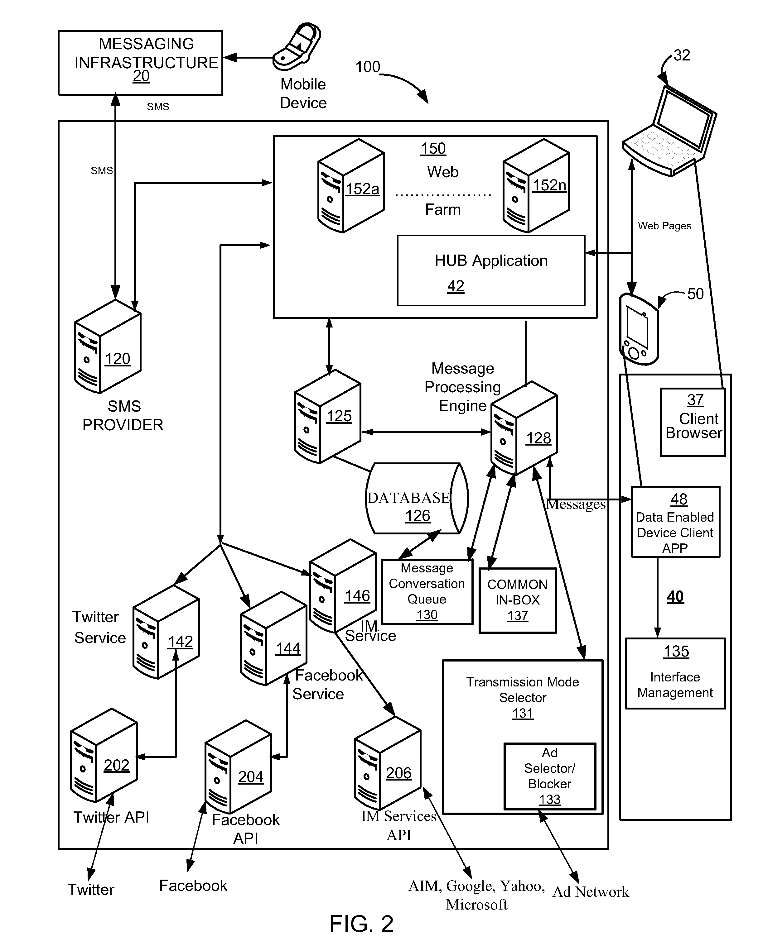 Messaging system having multiple number, dual mode phone support