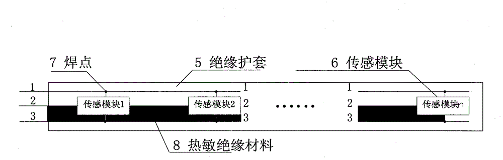 Multi-component combined linear temperature-sensitive fire detector and its realization method