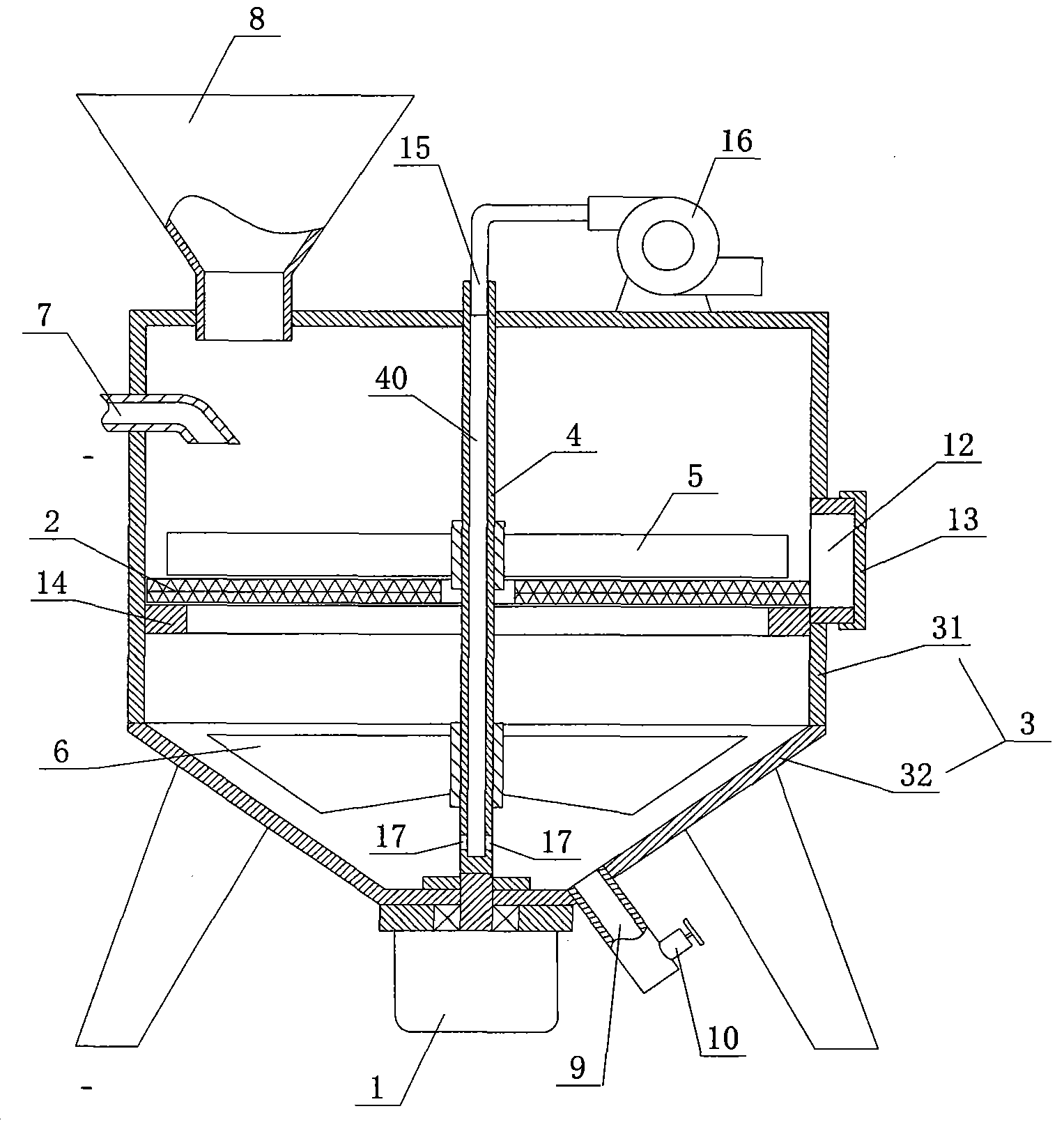 Air-type ingredient stirring machine