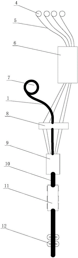 Carbon fiber composite rod used on intelligent steel strand and preparation method