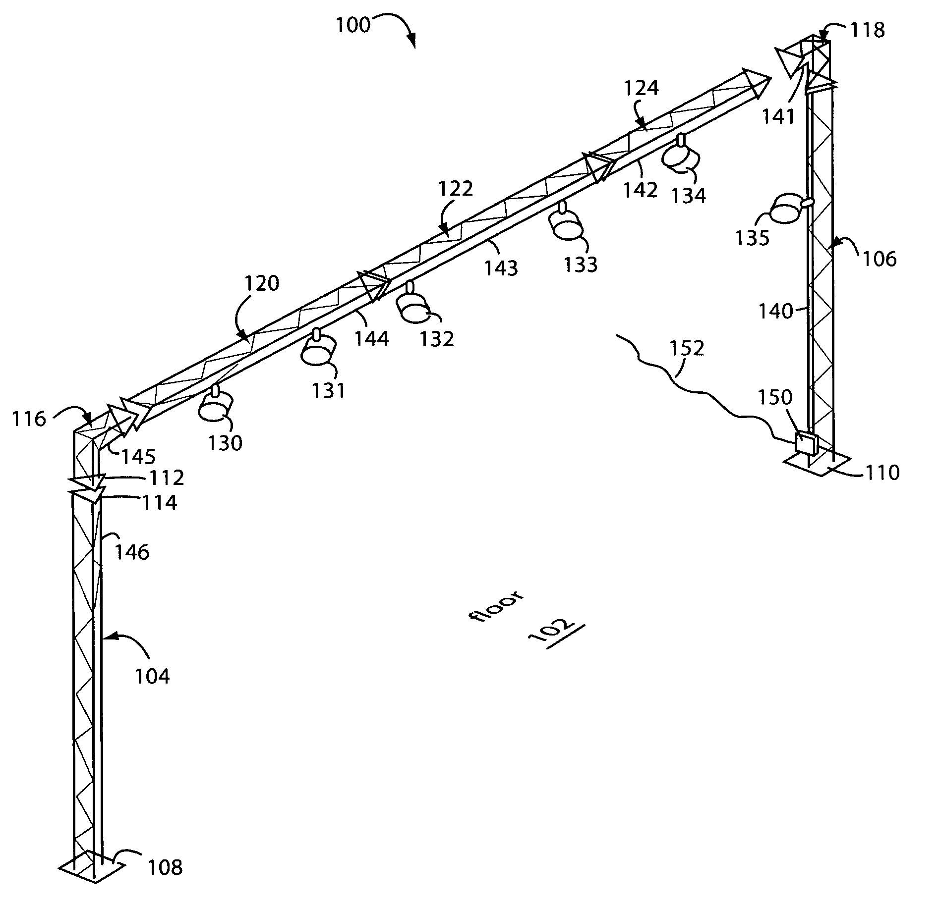 Truss with lighting truck