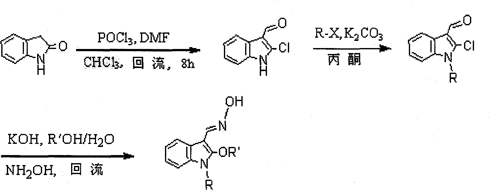 Method for synthesizing 1-alkyl-2-alkoxyl-3-indole aldoxime derivant