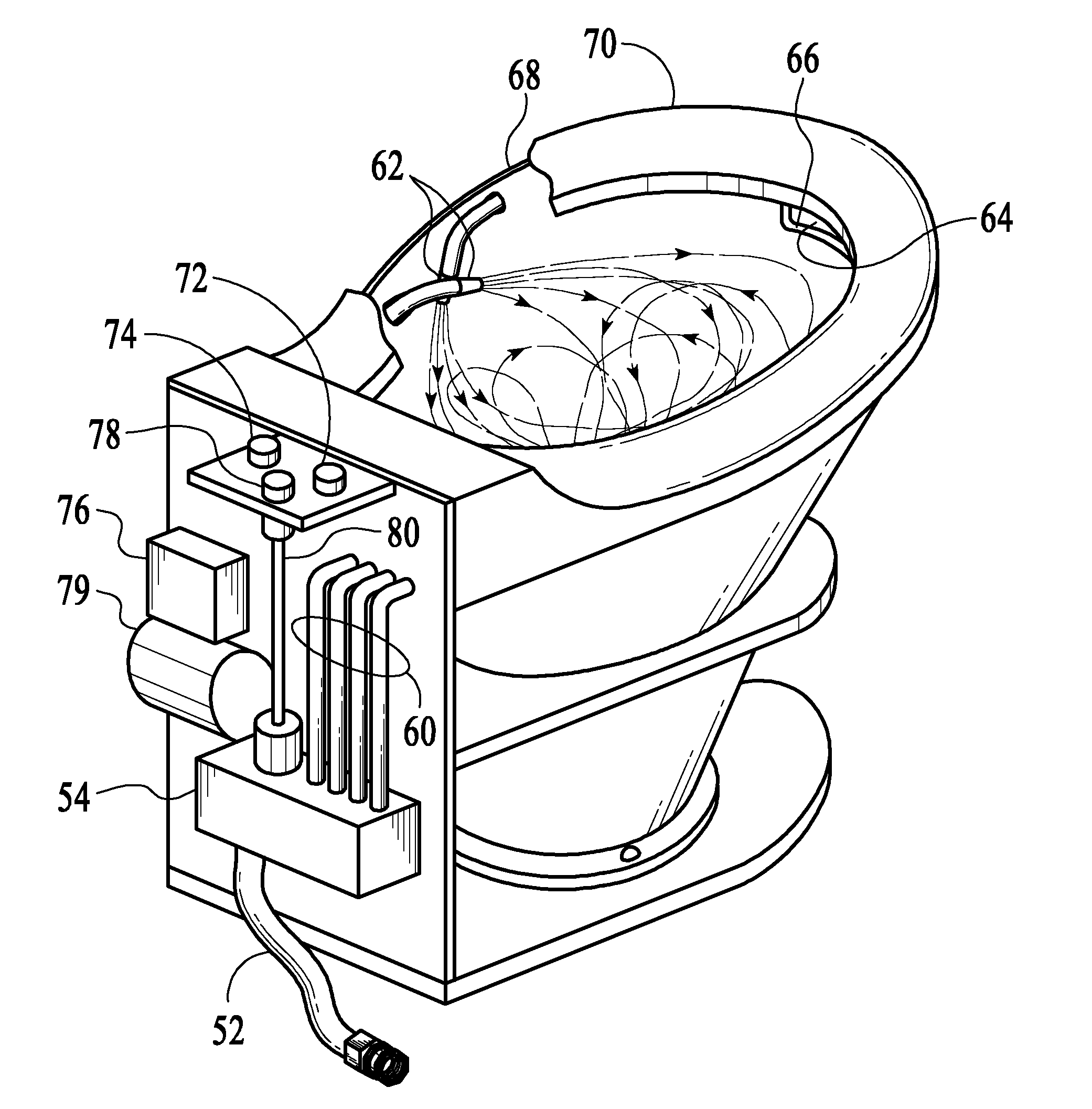 Mechanical Trap Toilet and Staggered Drain Line Carry