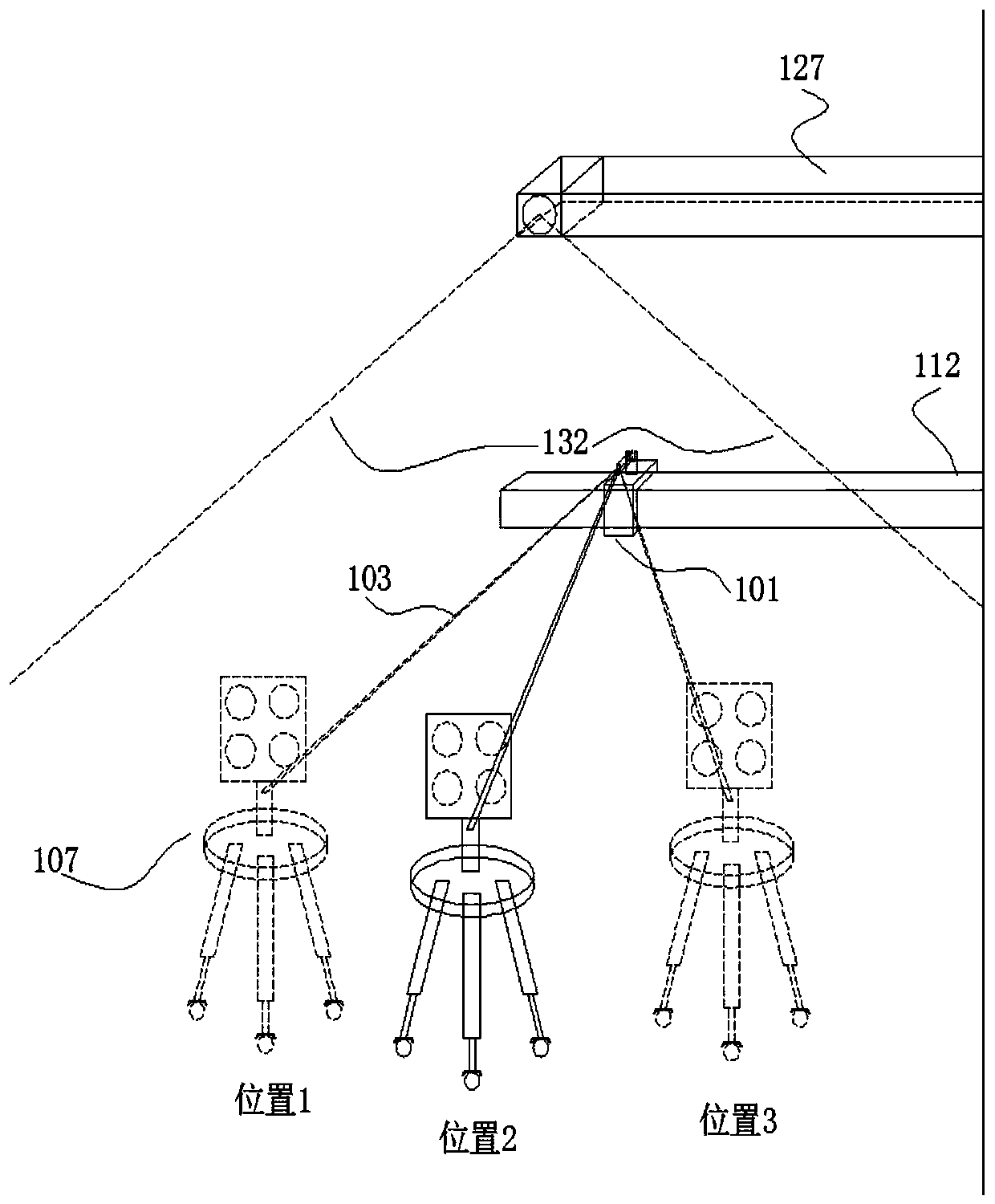 Device for positioning placement position of ADAS calibration target plate and positioning method