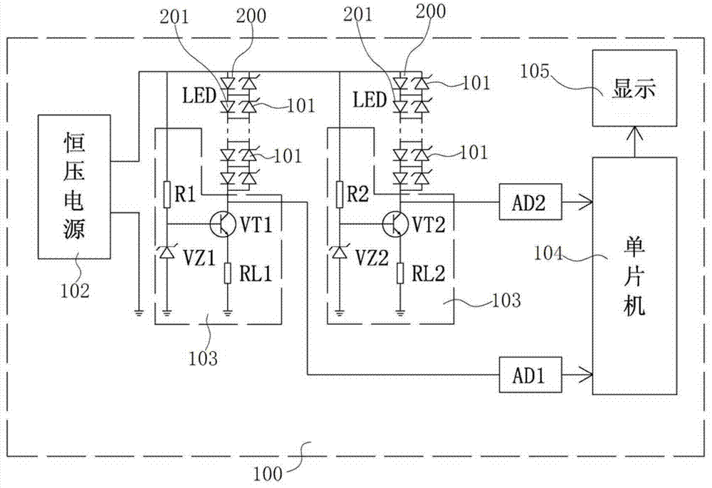 Failure detection circuit and detection method for light emitting diode (LED)