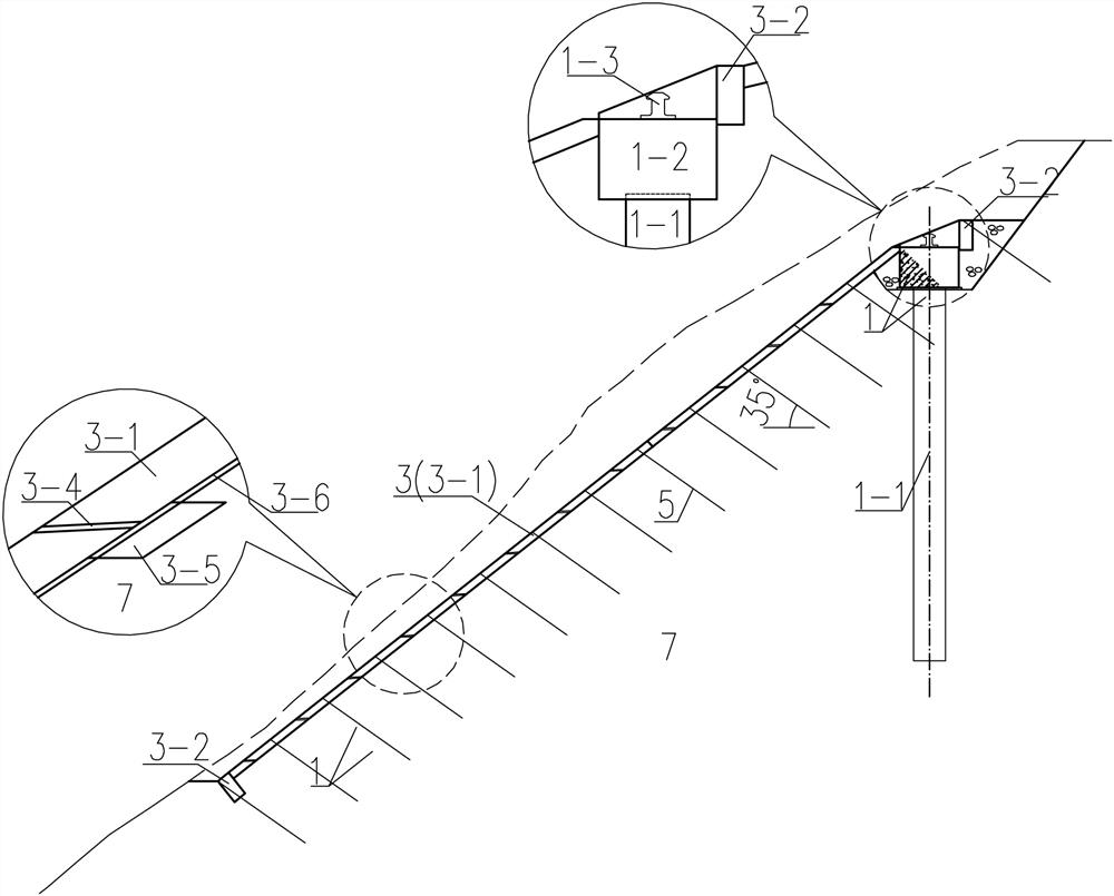 Construction method of bollard protection structure on slope surface in water level fluctuation zone