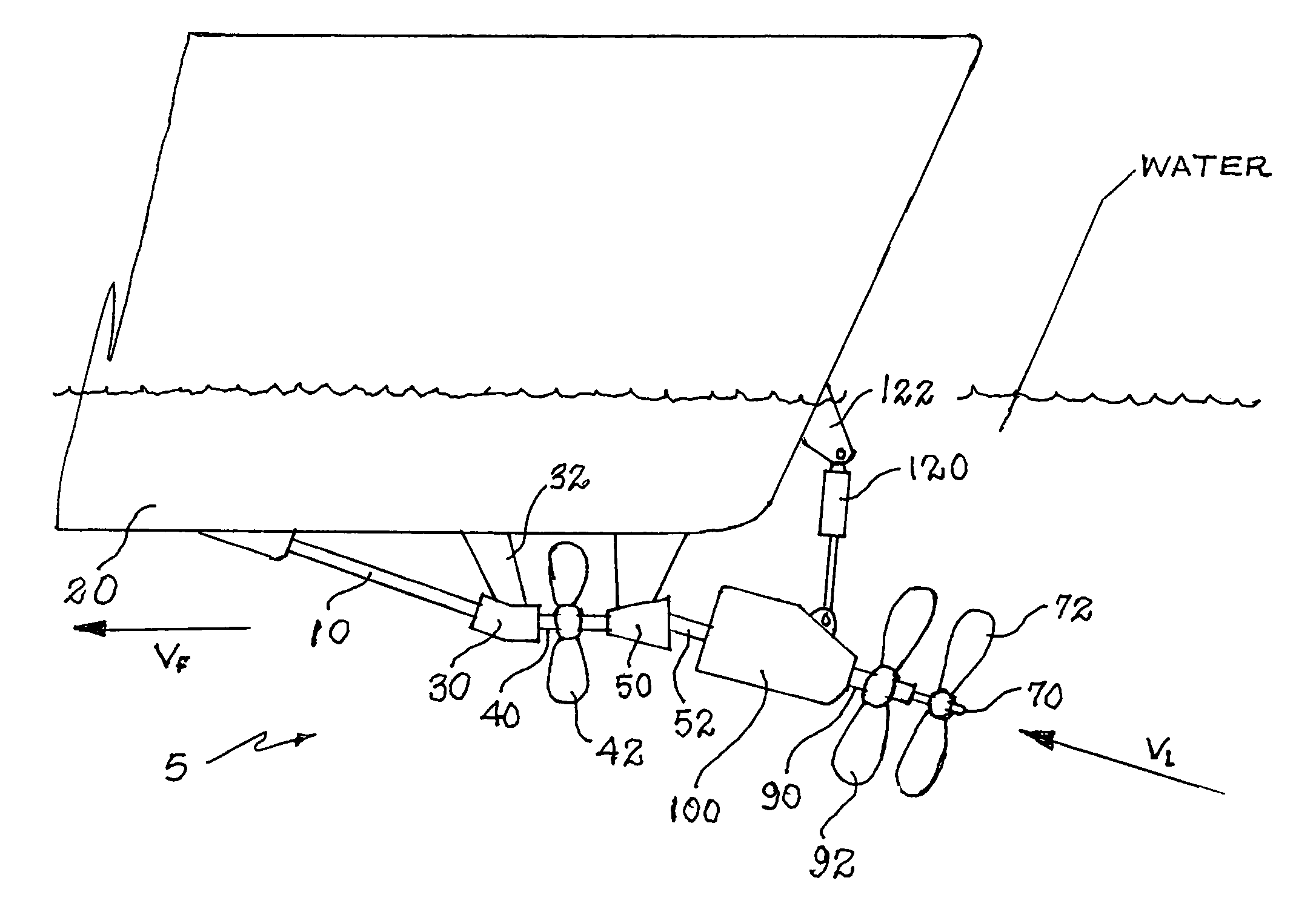 Propulsion system for a ship or seagoing vessel