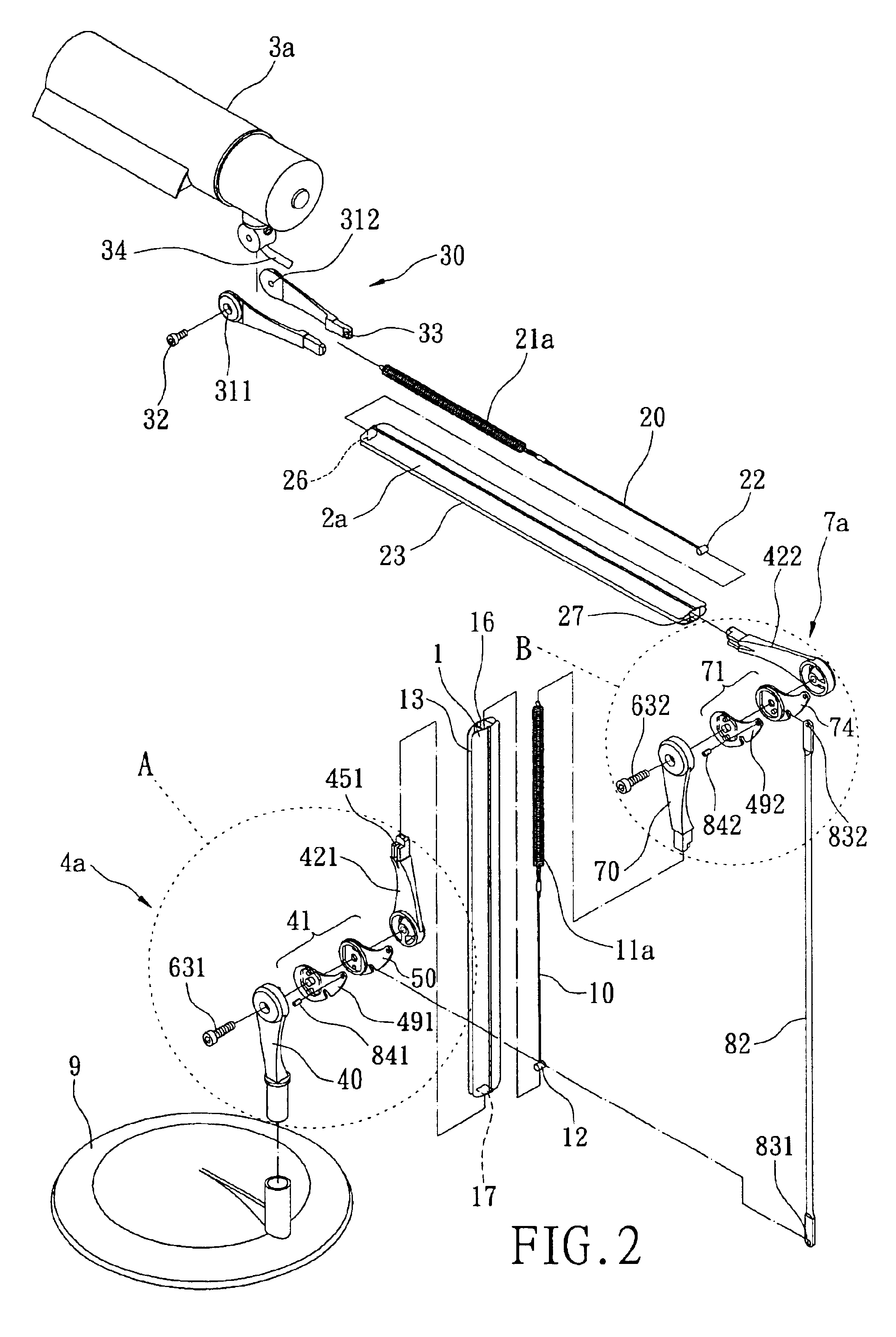 Lamp with hinged adjustable arm structure