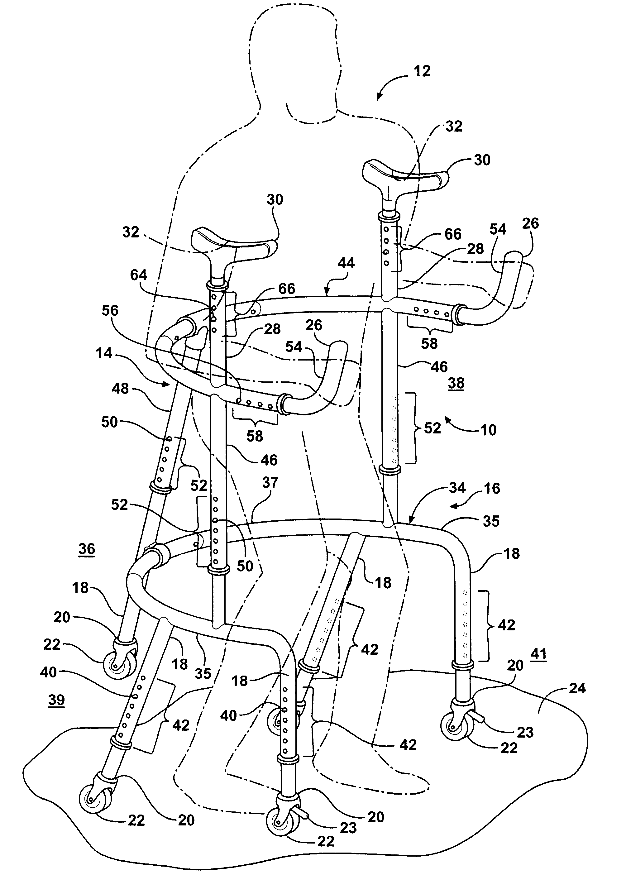 Walker with underarm supports