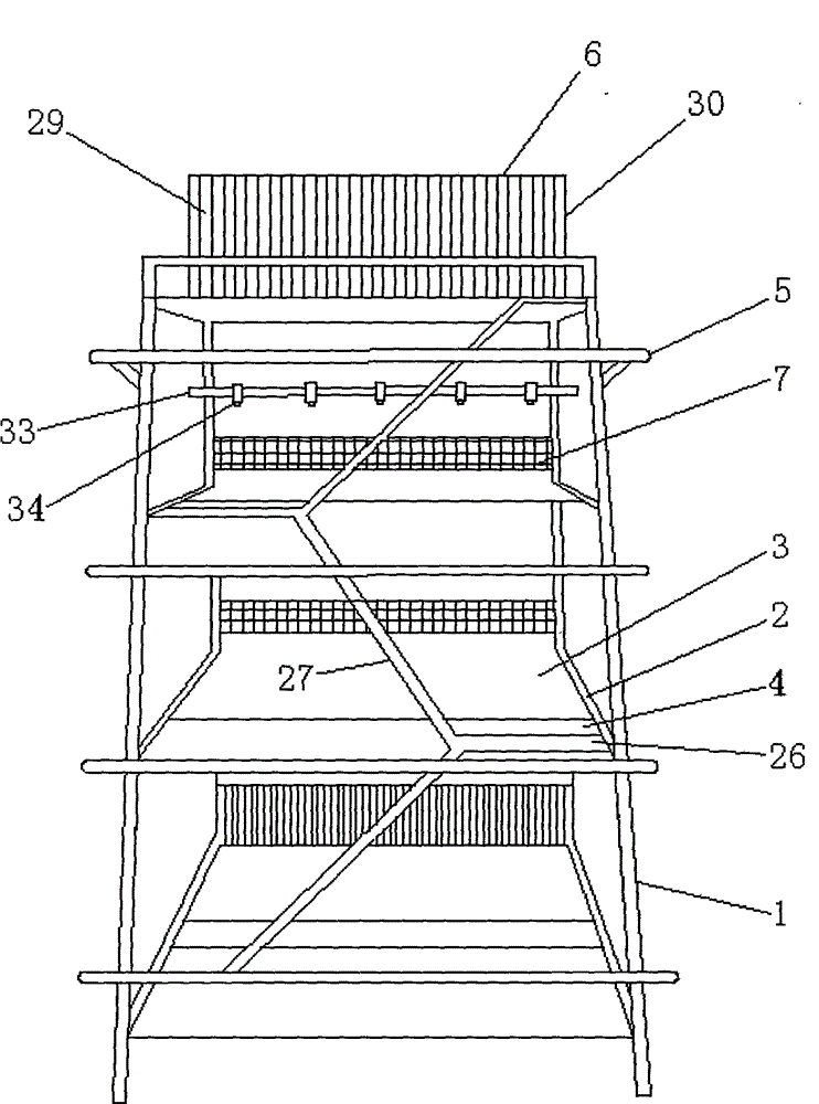 Stacked coop for drylot feeding and cage-free feeding of laying hens