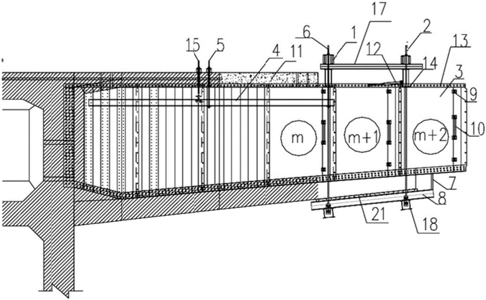 A corrugated rigid web construction hanging basket and construction technology