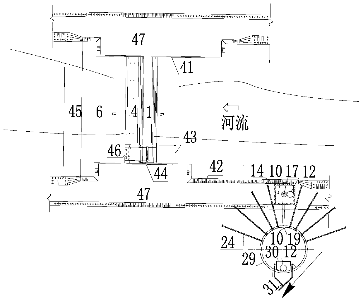 Water taking system for shallow water river in water-depleted mountainous area