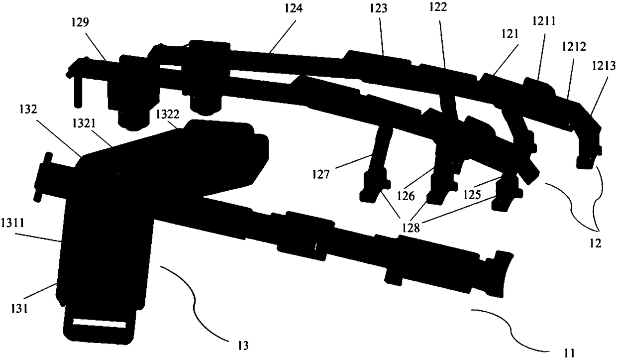 Hand exoskeleton device with flexibility and sectional drive function