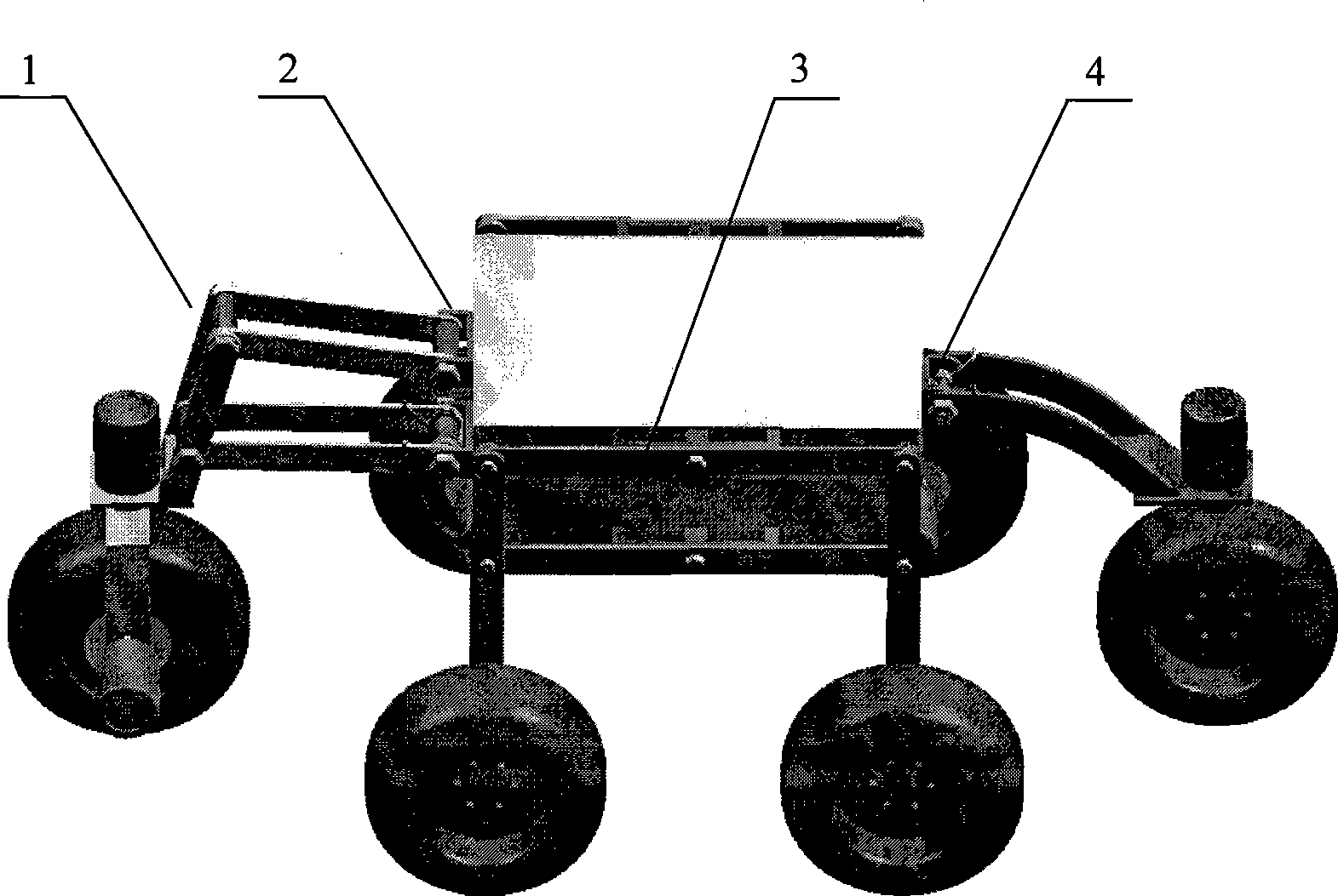 Shrimp-shaped six-wheel mobile robot