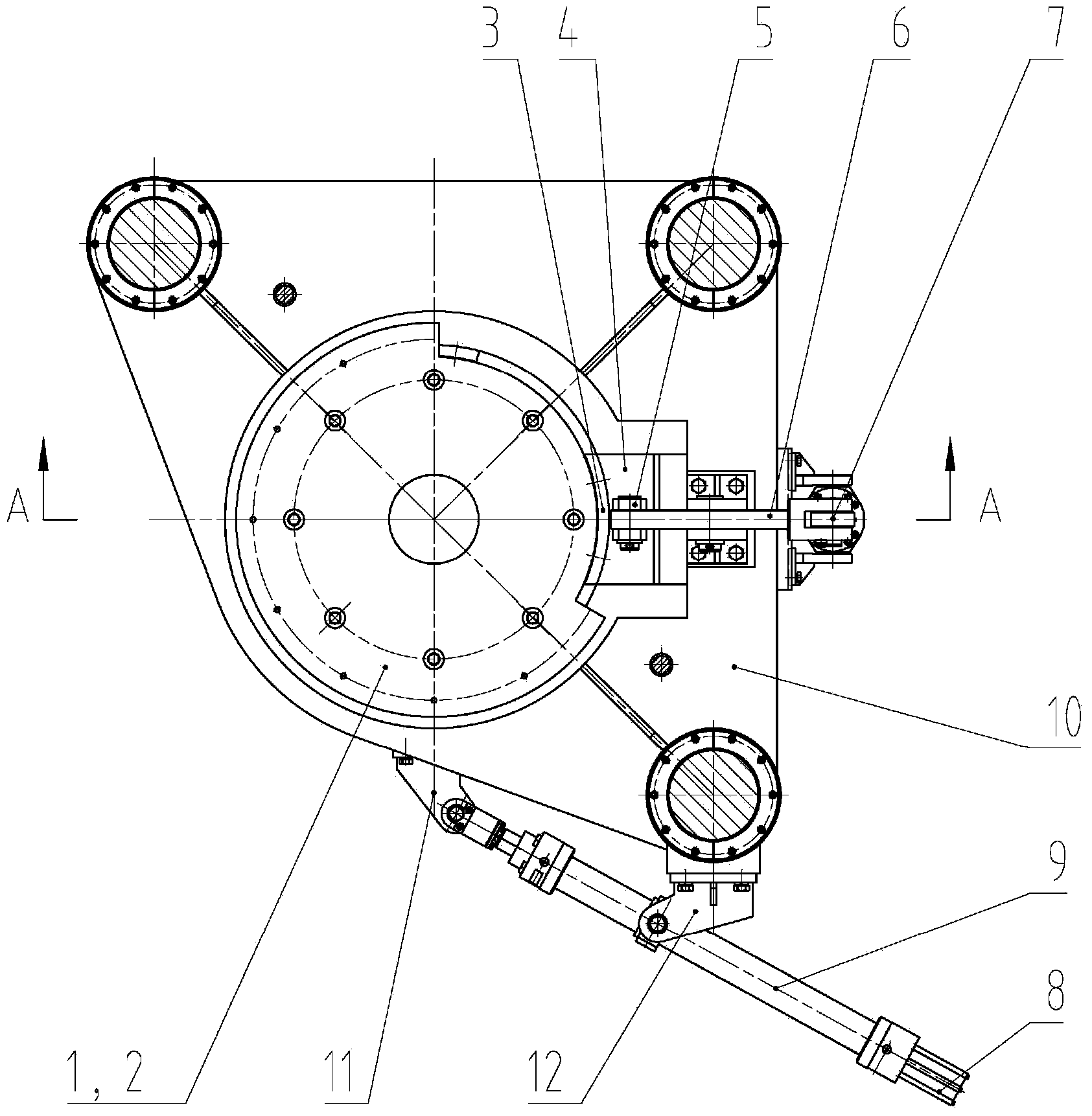 Rotating angle adjusting device for mandrel bar loosening mill