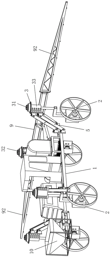 High-ground-clearance full-hydraulic parameter adaptive multifunctional plant protection machine