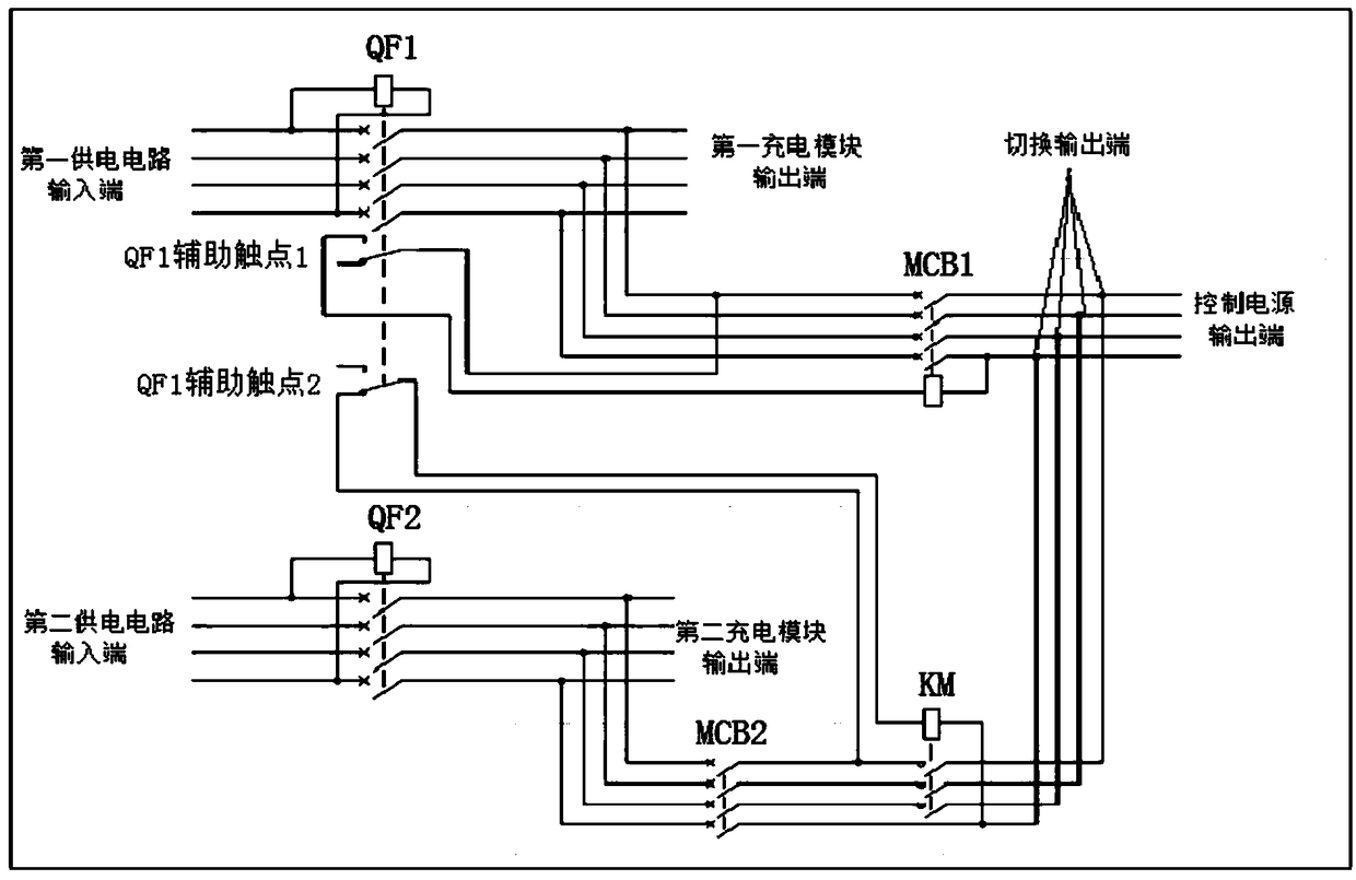 Switching circuit, system and method for control power of battery swap station, controller and medium