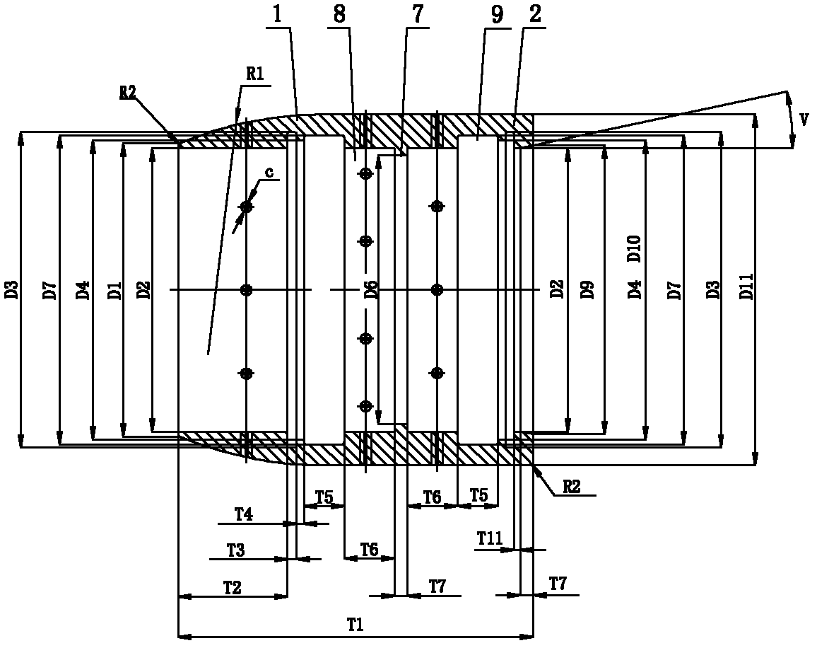 Bidirectional bell and spigot clad pipe based on enhanced steel skeleton and process for producing clad pipe