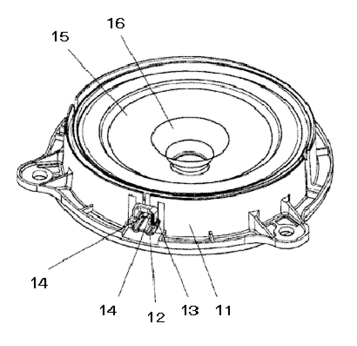 Frame for speaker, speaker using same, and electronic apparatus and mobile device using speaker