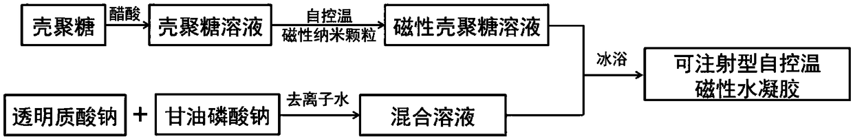 Injectable body-temperature-cured temperature-self-control thermotherapy magnetic hydrogel and preparation method thereof