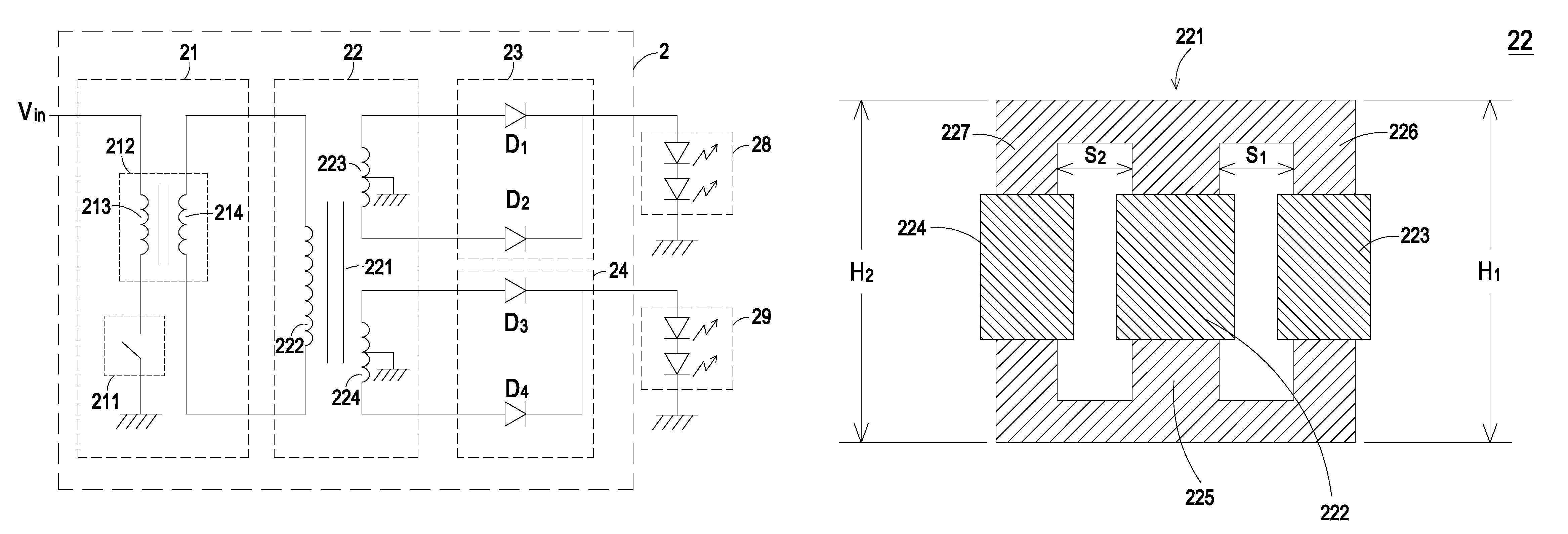 Current-sharing transformer and power supply circuit having such current-sharing transformer