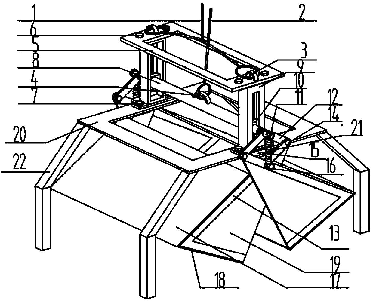 Water bottom sludge sampling device driven by two positioning slide blocks