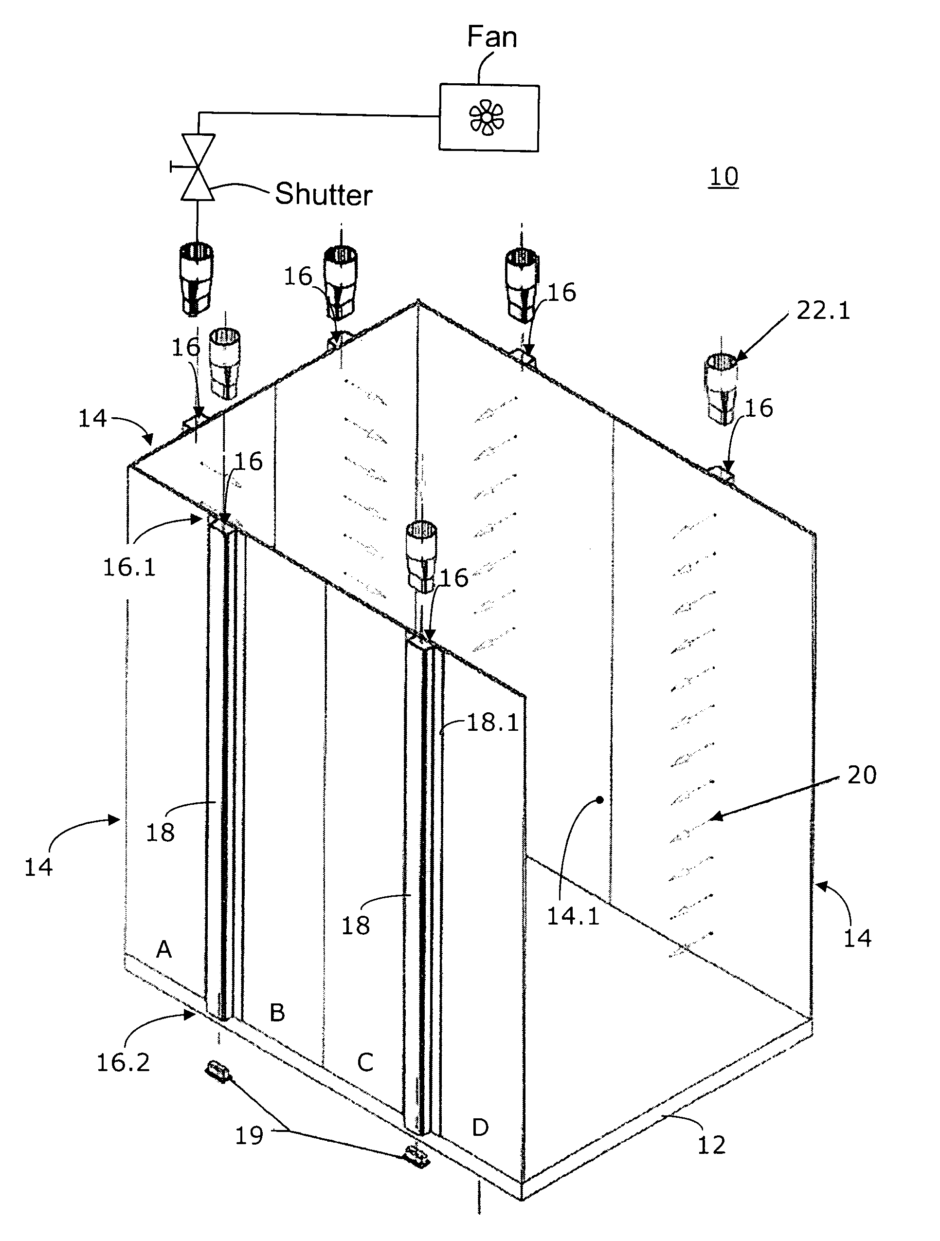 Elevator cabin with integrated ventilation system