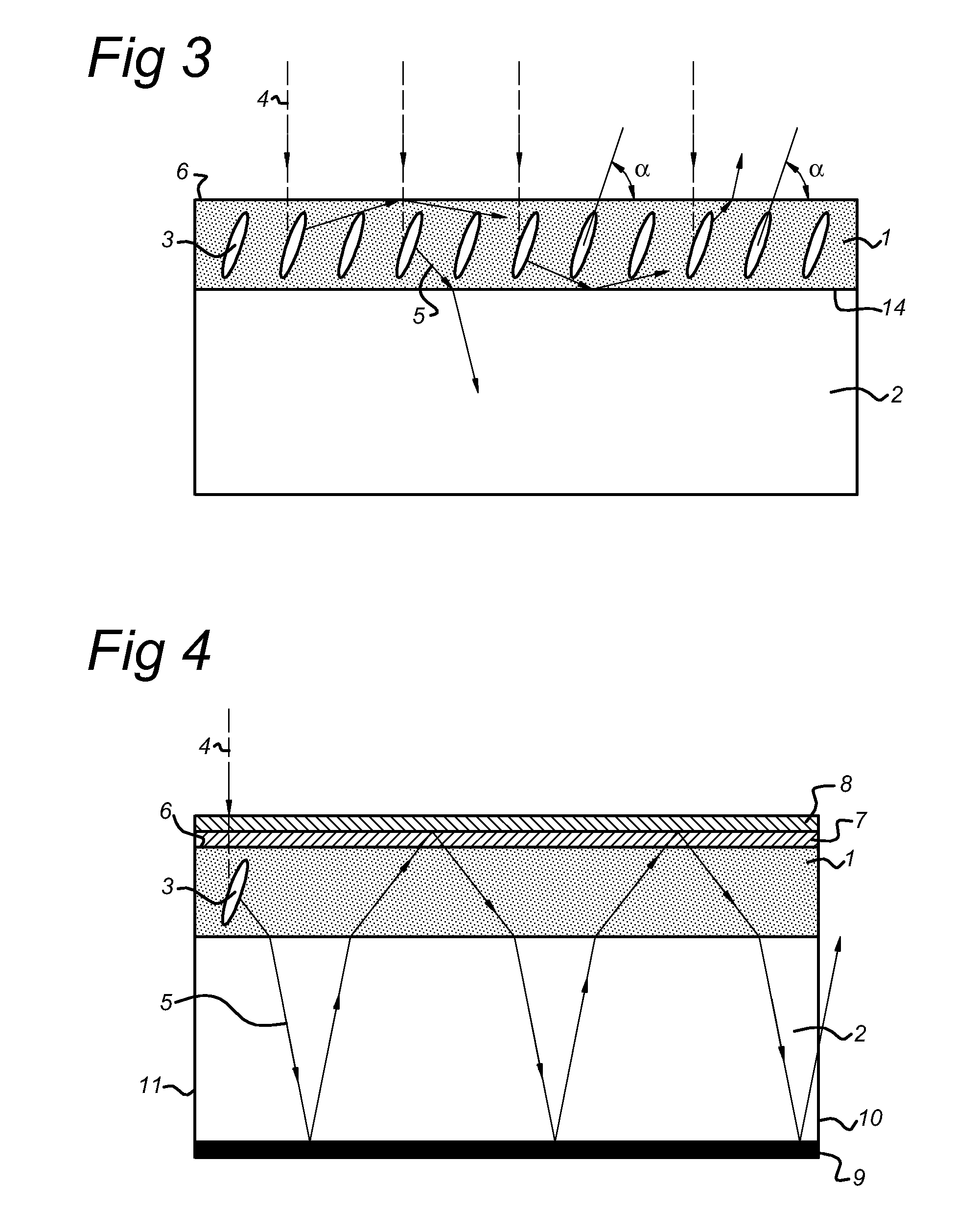 Luminescent object comprising aligned polymers having a specific pretilt angle