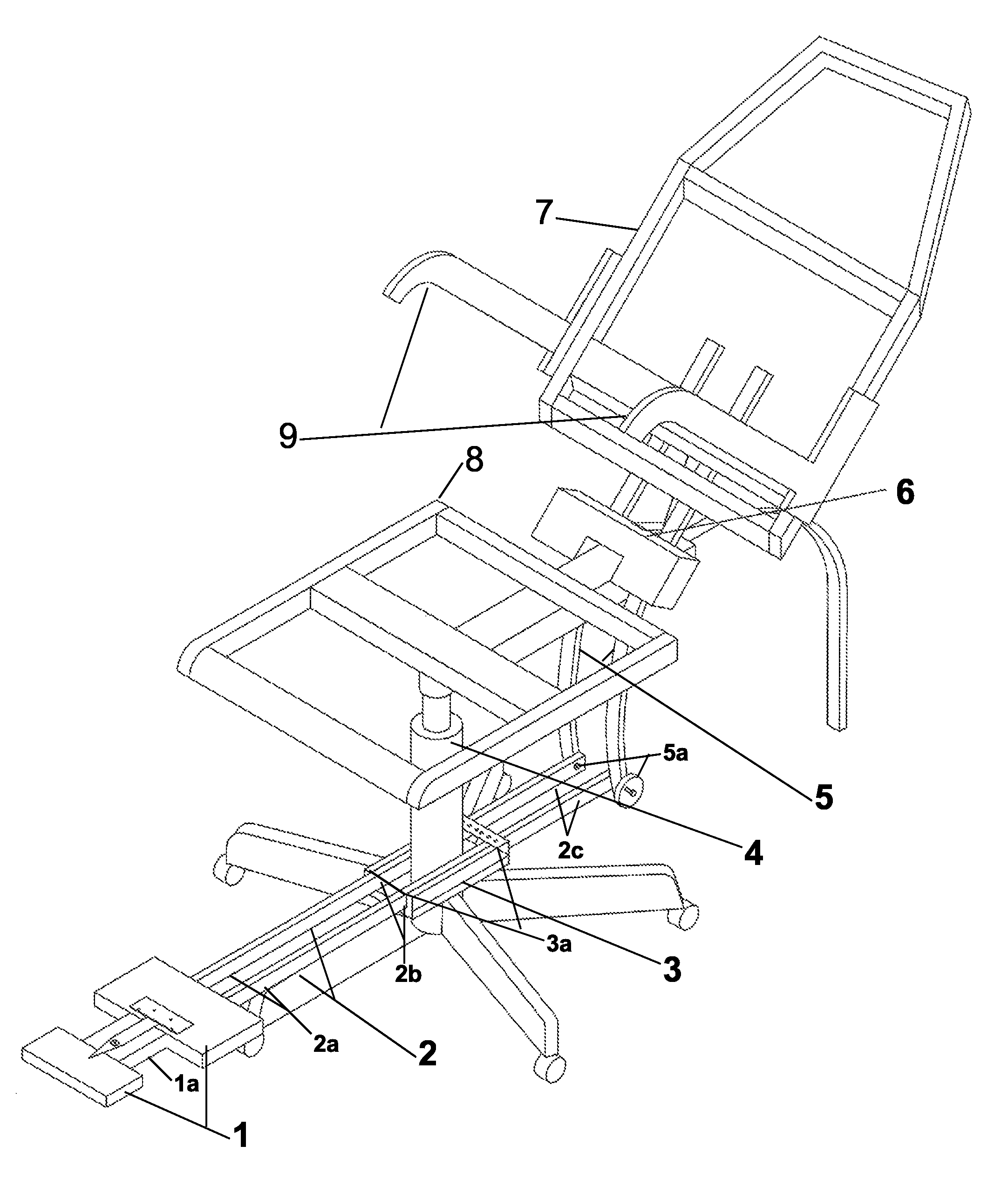 Adaptor for converting conventional office chair into a multifunctional office/fitness chair