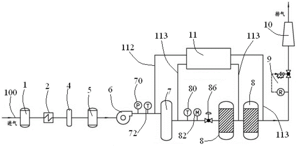 Nuclear power station radioactive waste gas treatment system