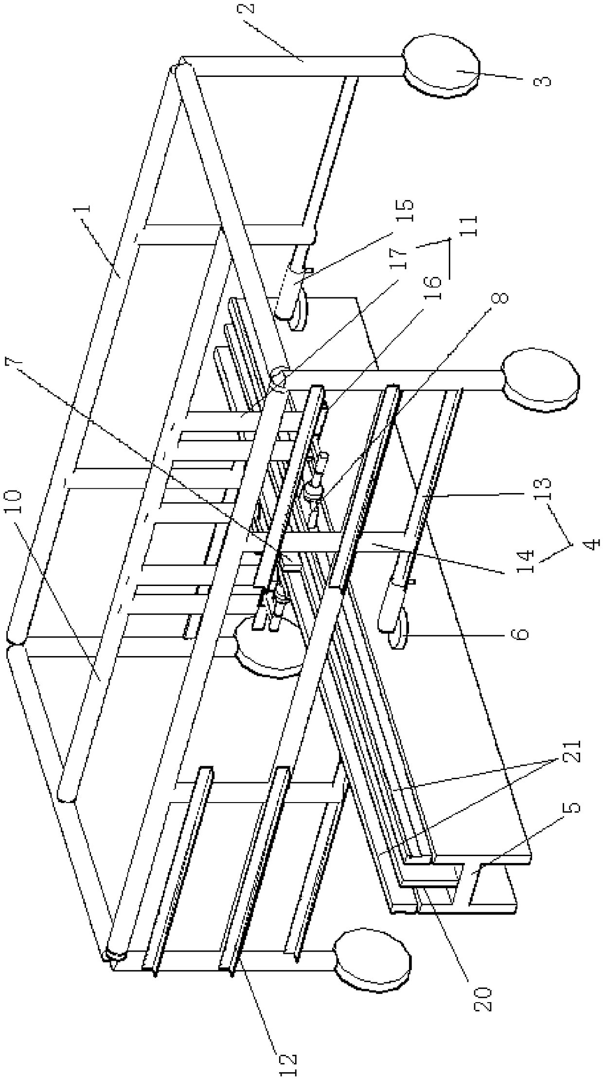 Multifunctional slide trolley of rubber wheel rail APM system with cold slide and limit detection