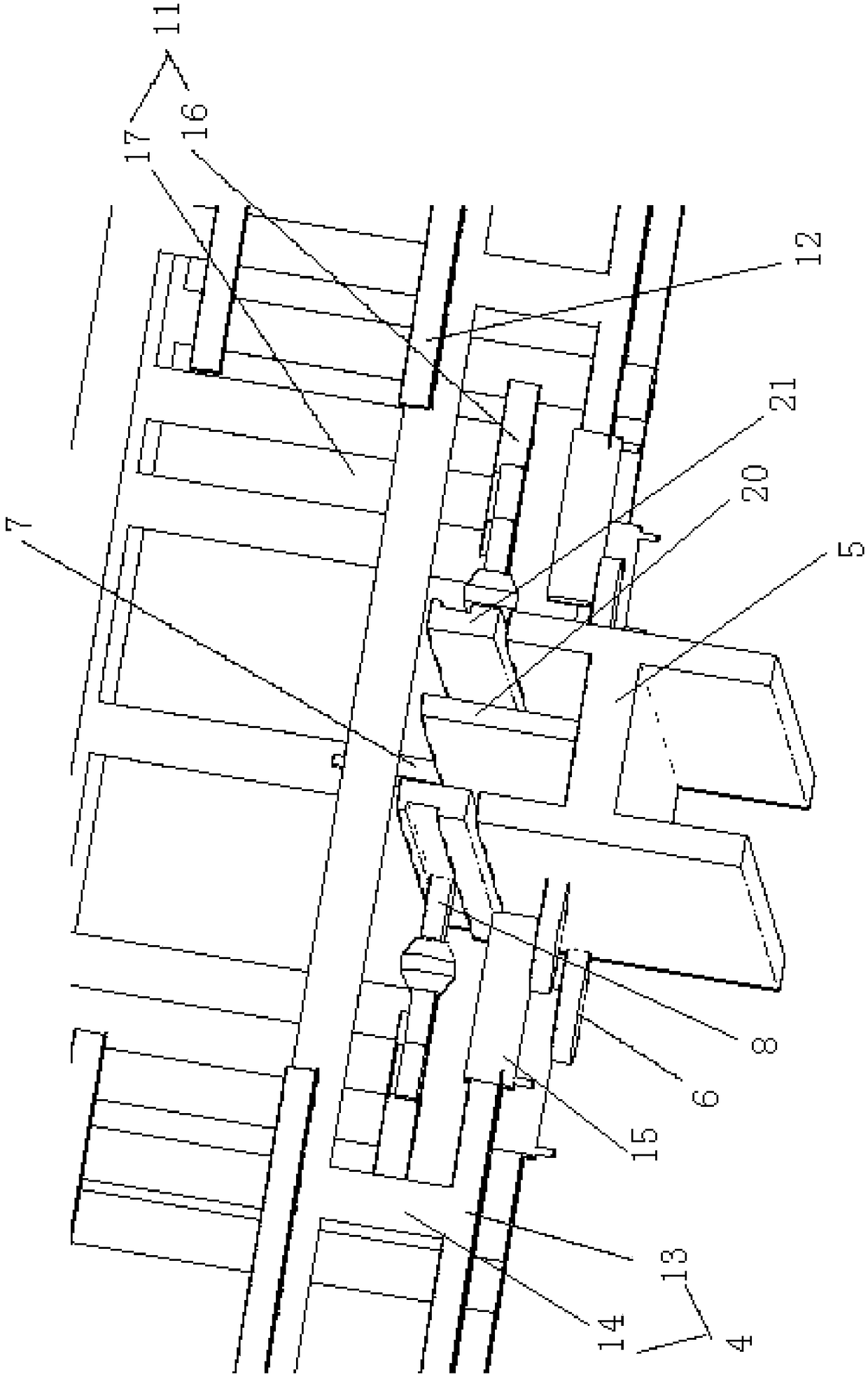 Multifunctional slide trolley of rubber wheel rail APM system with cold slide and limit detection