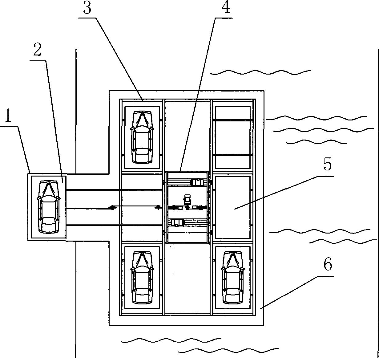 Automatic parking lot on water