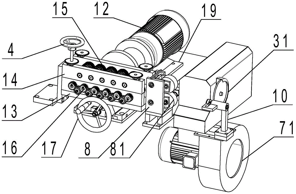 An armored cable automatic meter counting and unloading machine