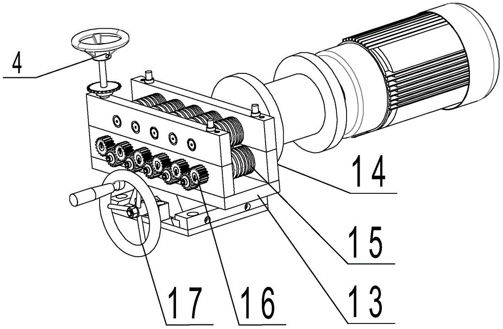 An armored cable automatic meter counting and unloading machine