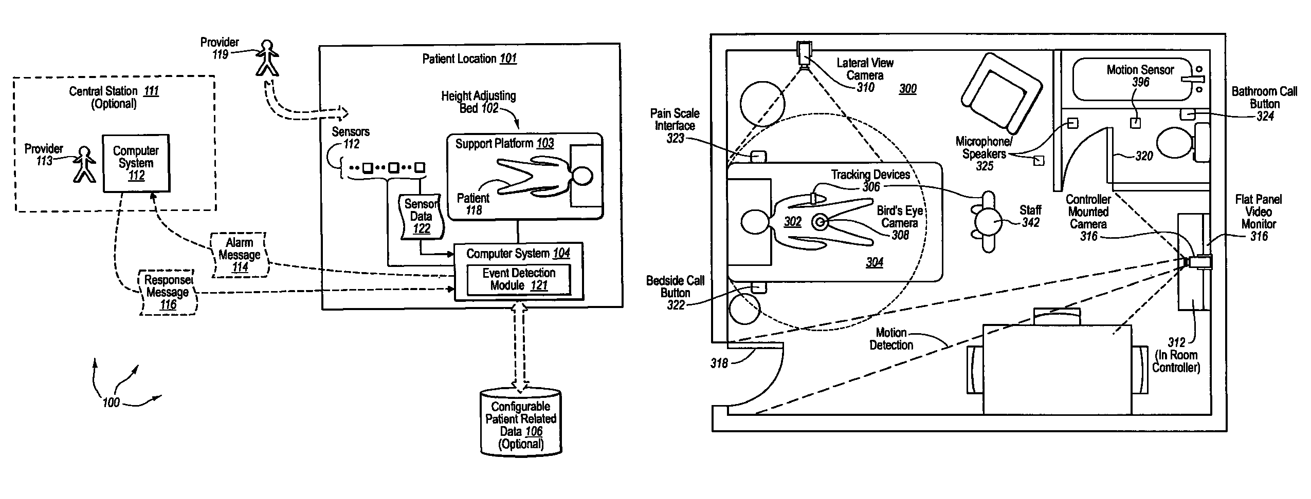 Monitoring patient support exiting and initiating response