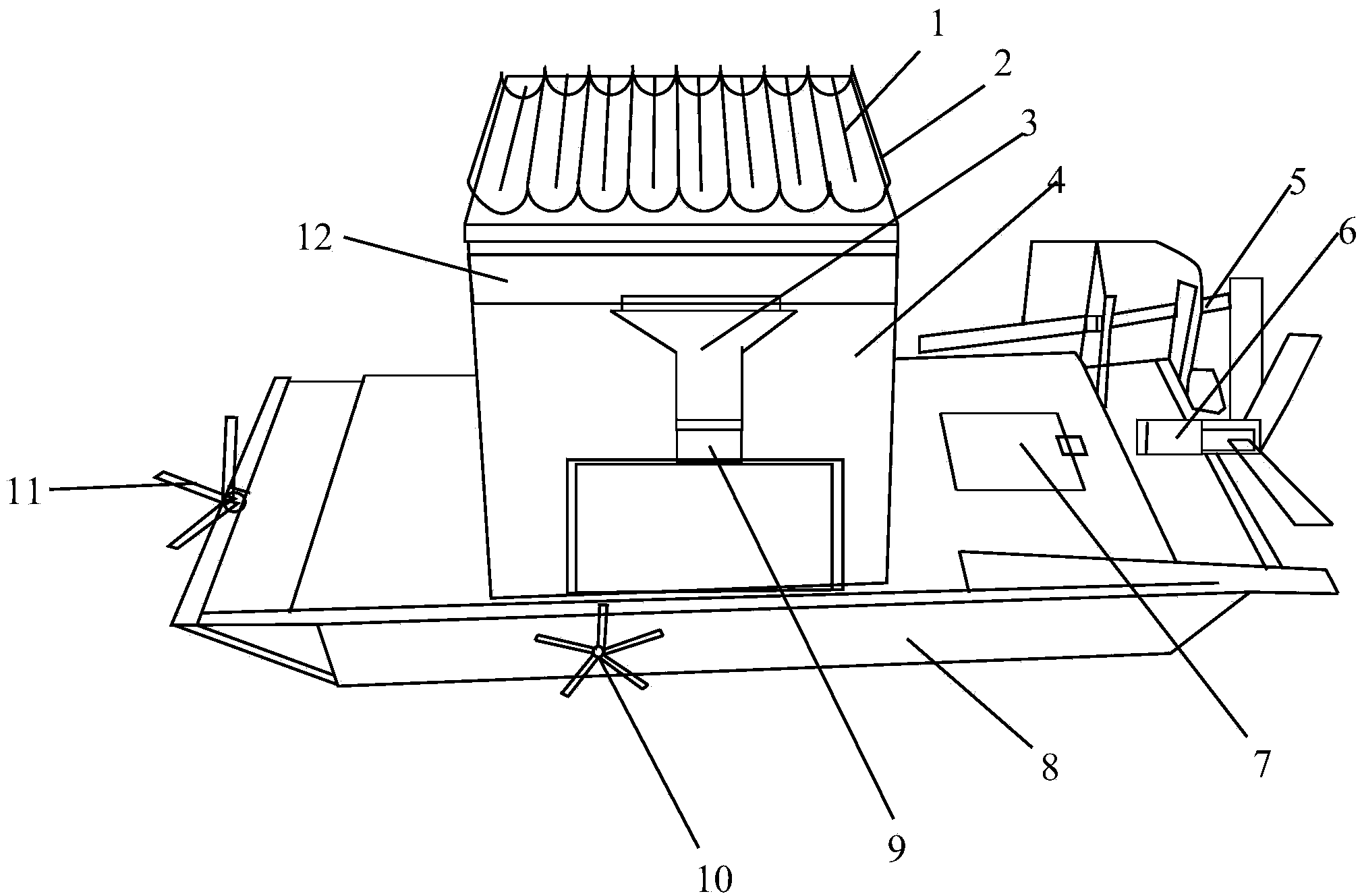 Full-automatic cruising batch feeding ship for prawn pond