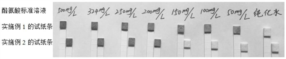 Tyrosine detection test strip as well as preparation method and application thereof