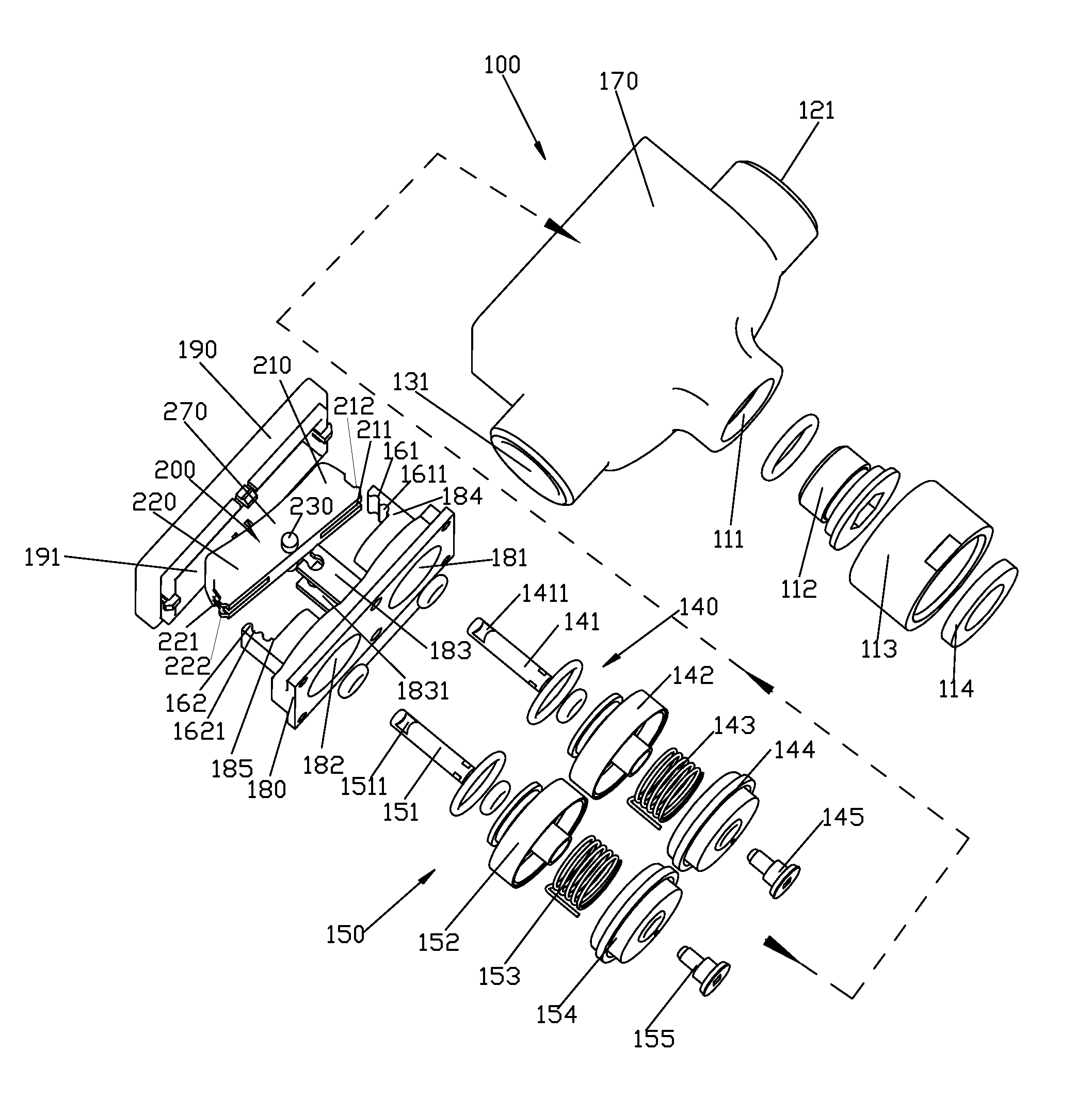 Button switch three-way valve