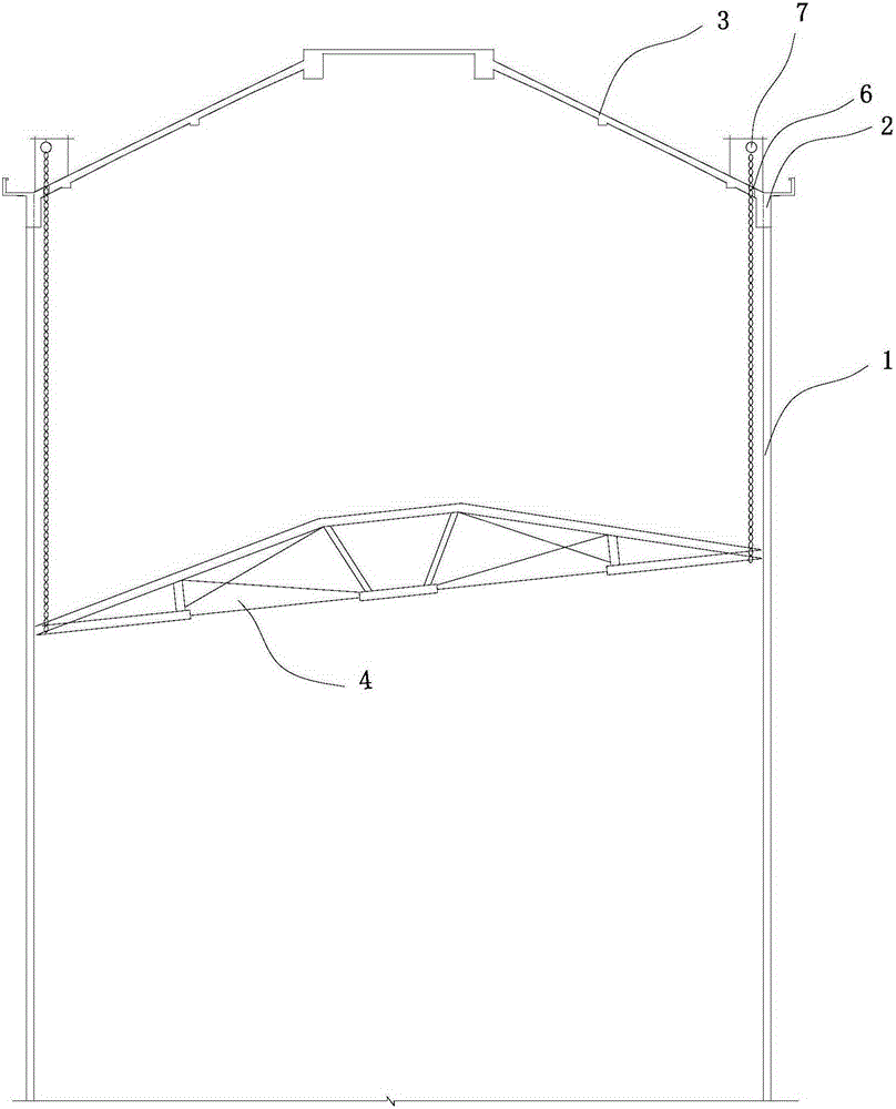 Silo roof truss platform lowering system and its control method