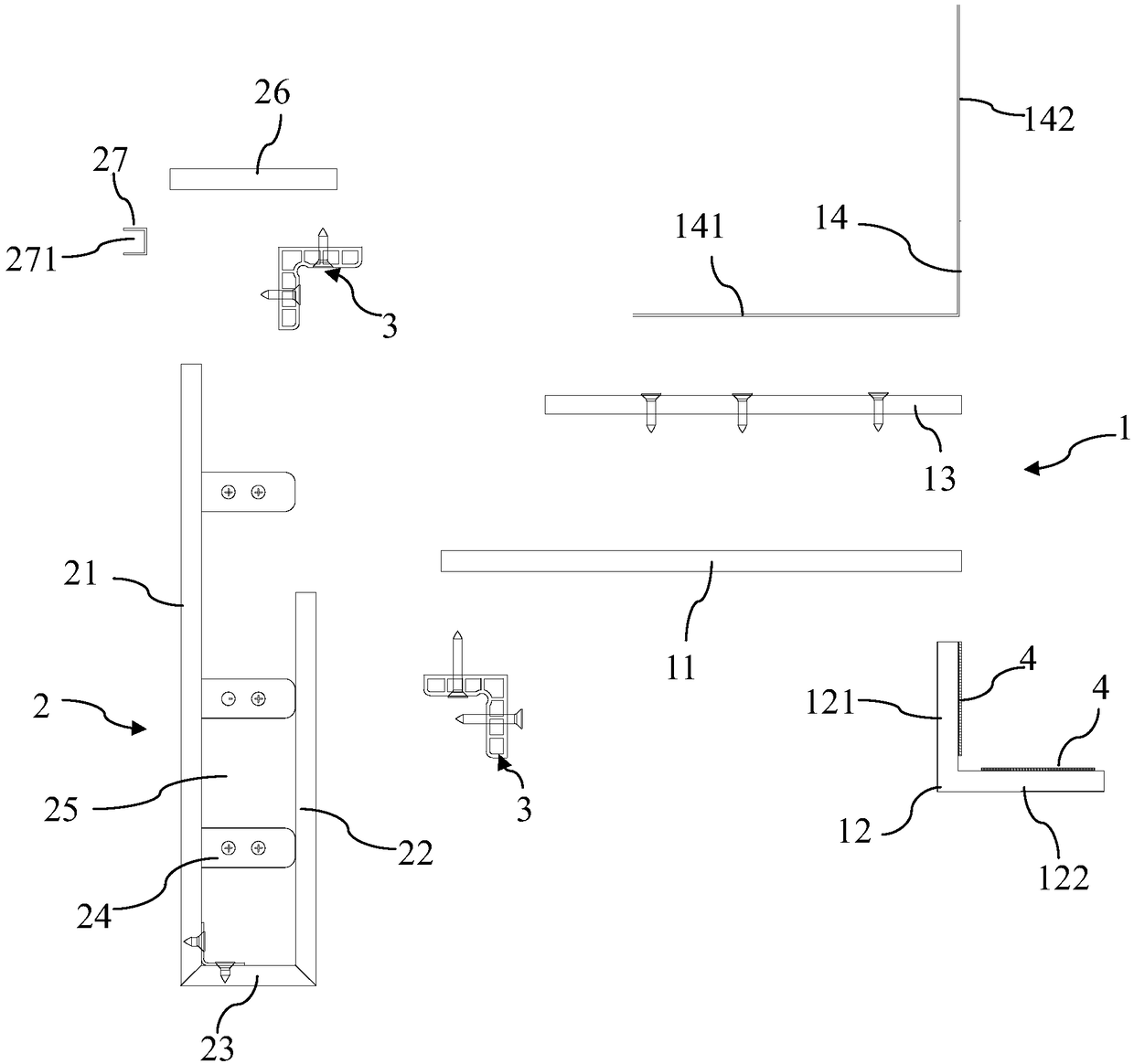 Curtain box structure, curtain box system and assembly method thereof