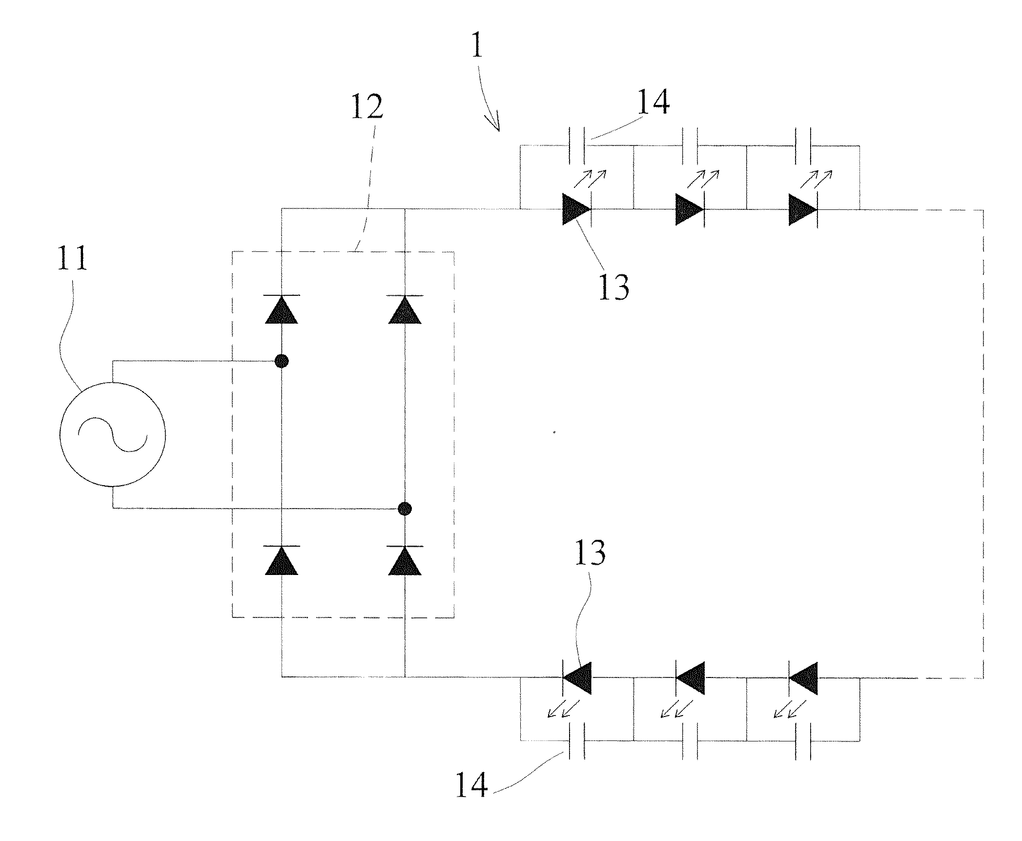 Drive circuit device for flicker-free LED