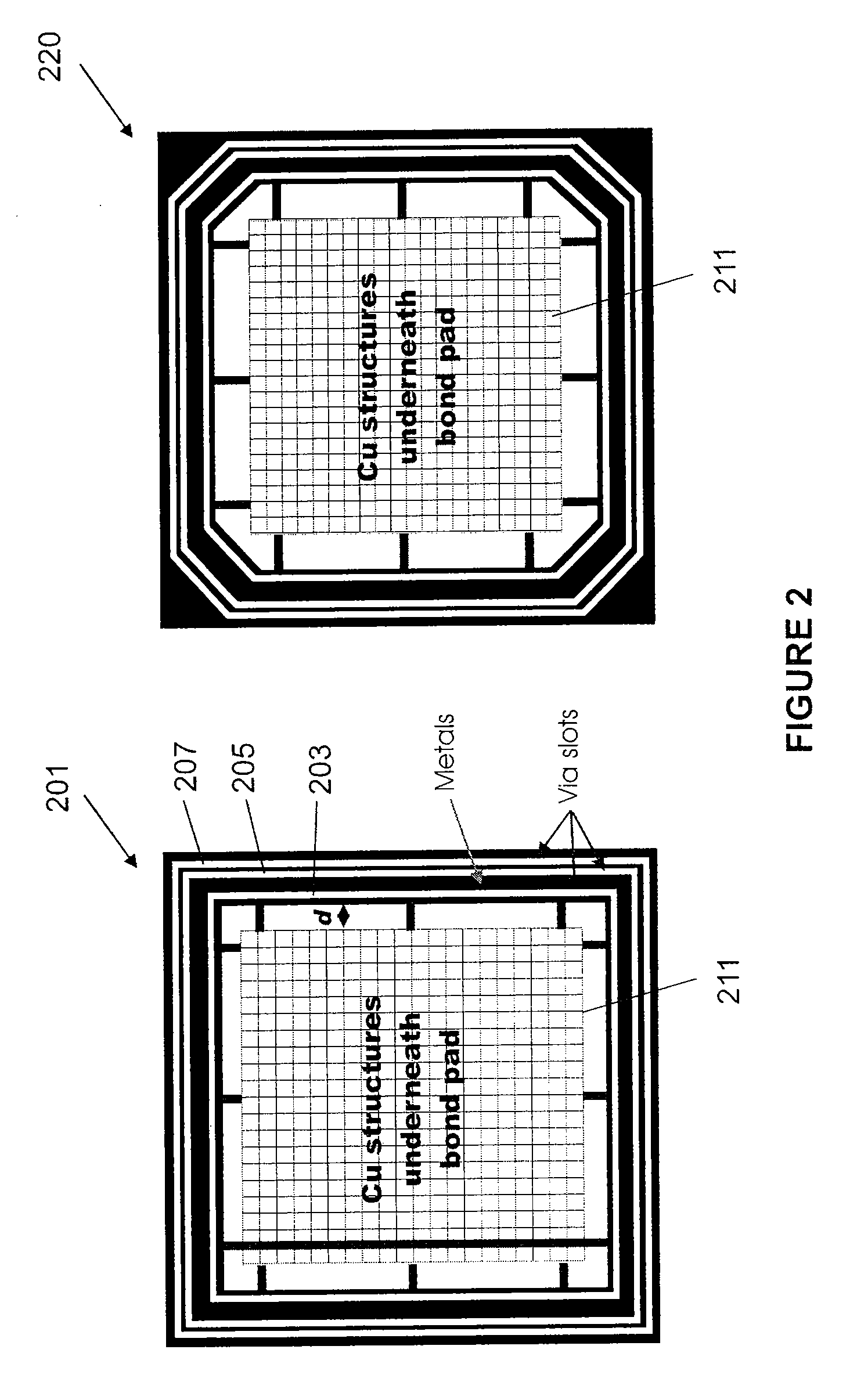 Dummy patterns and method of manufacture for mechanical strength of low k dielectric materials in copper interconnect structures for semiconductor devices