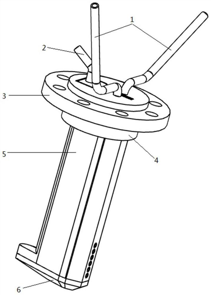 A water-cooled gas sampling rake