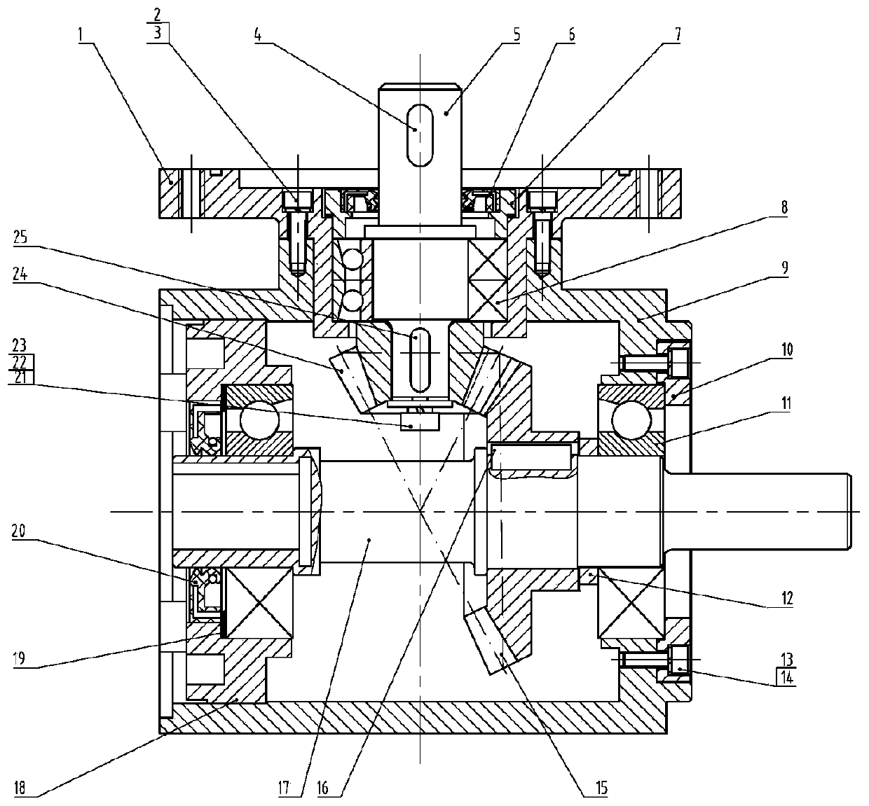 Novel double-input-arc bevel gear reduction gearbox