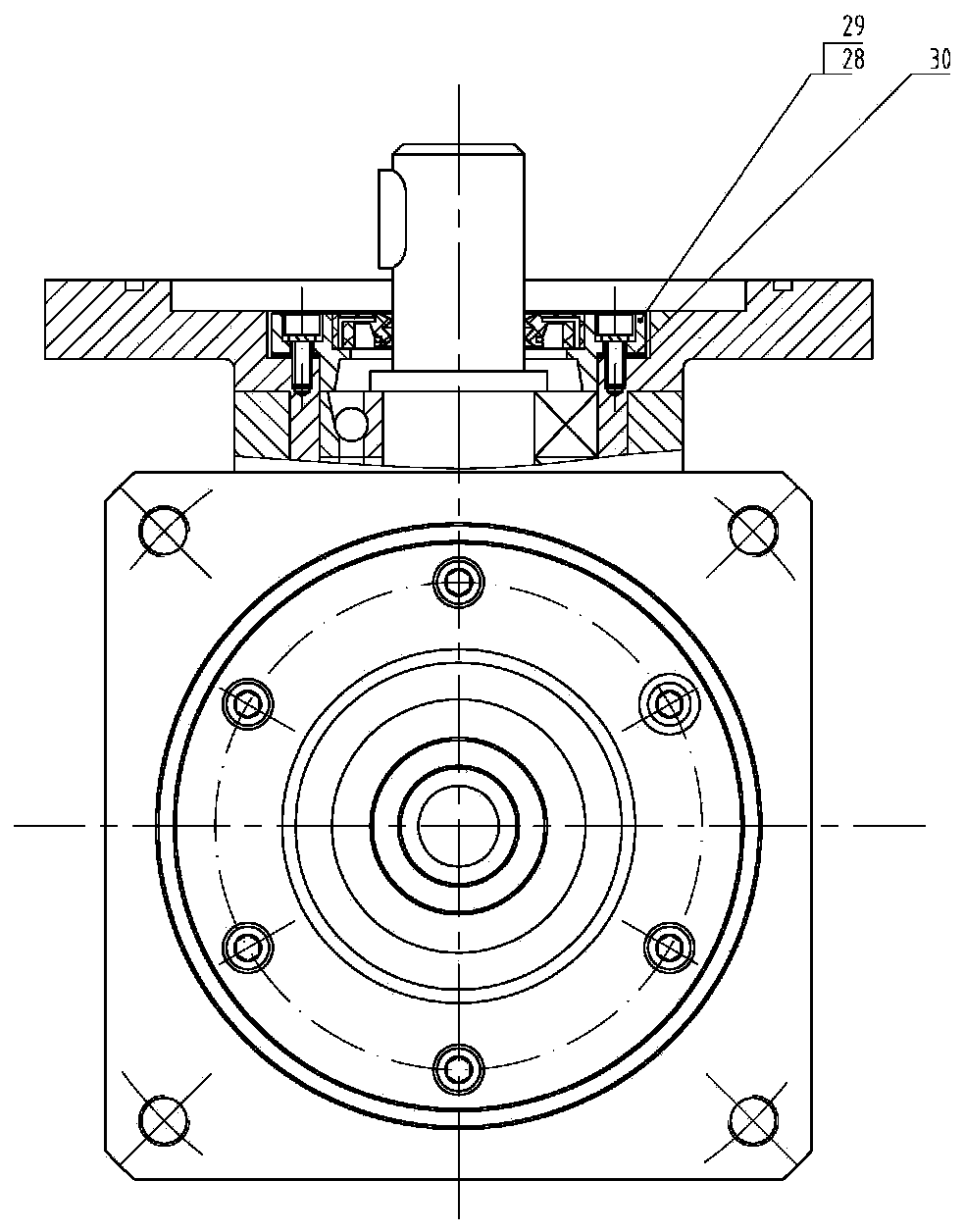 Novel double-input-arc bevel gear reduction gearbox