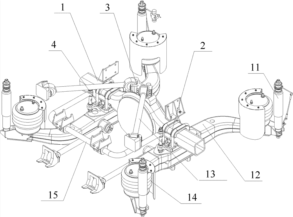 Air bag air suspension rear axle for passenger coach