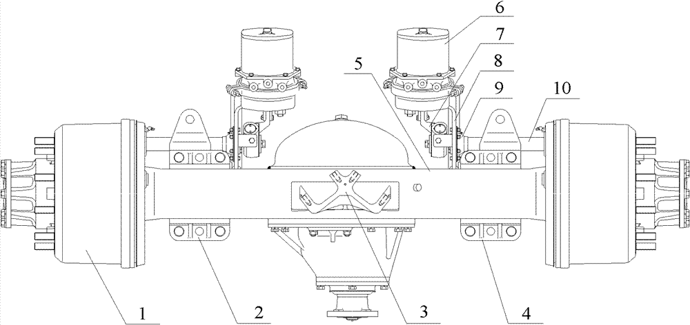 Air bag air suspension rear axle for passenger coach